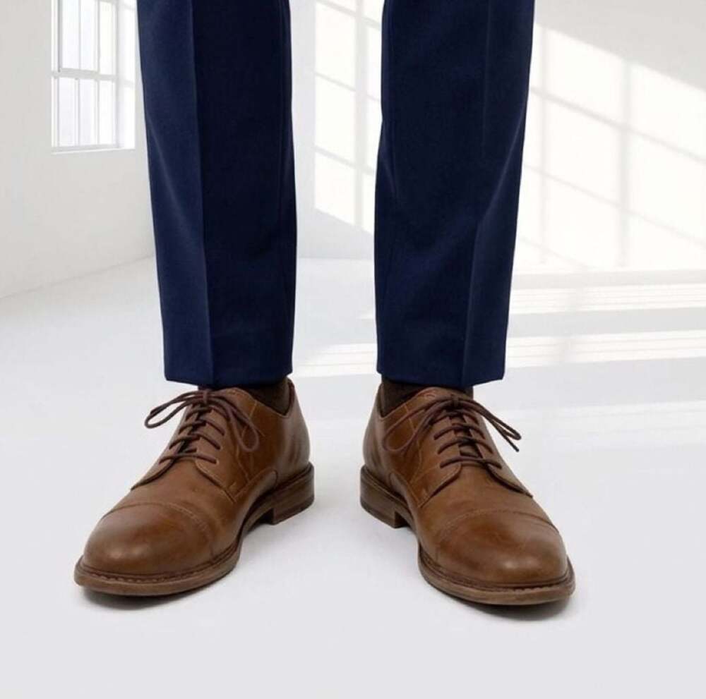 Merona Men's Brown Cap Toe Leather Oxford Dress Shoes